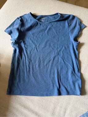 American Eagle Outfitters Slate Blue Ribbed Short Sleeve Tee